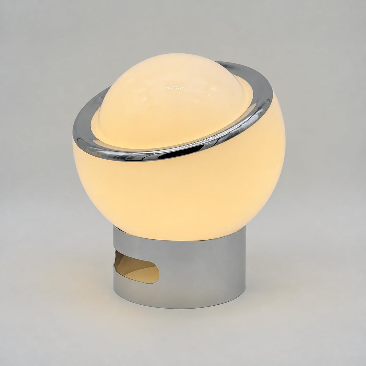 Lotus Atelier Orb Lamp in white and chrome