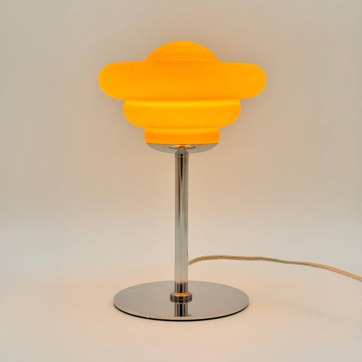 Lotus Atelier Bubble Lamp, orange glass and chrome