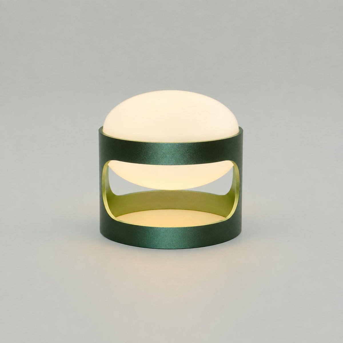 Lotus Mini cordless lamp in Deep Forest Green on a white background
