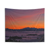 Load image into Gallery viewer, Sunset Tapestry for Bedroom | Misty City at Dusk with Orange Sunset over Mountains | College Dorm Decor | Multiple Sizes