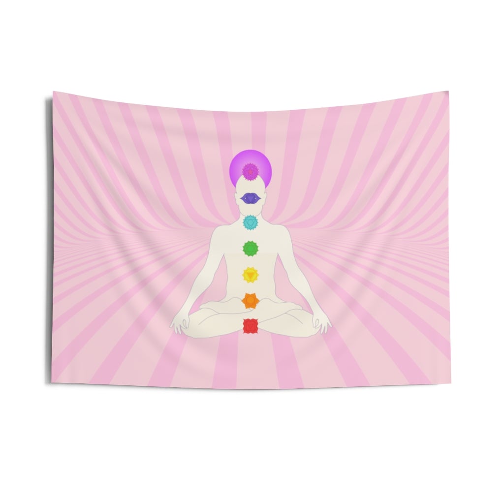 Psychedelic Chakra Tapestry For Bedroom Teen | Trippy Yoga Tapestries Spiritual Seven Chakras | College Dorm Room Decor | Multiple Size