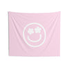 Cute Flower Smiley Face Tapestry for Bedroom Teen Girl | Light Pink Tapestry | College Girl Dorm Decor | Multiple Sizes