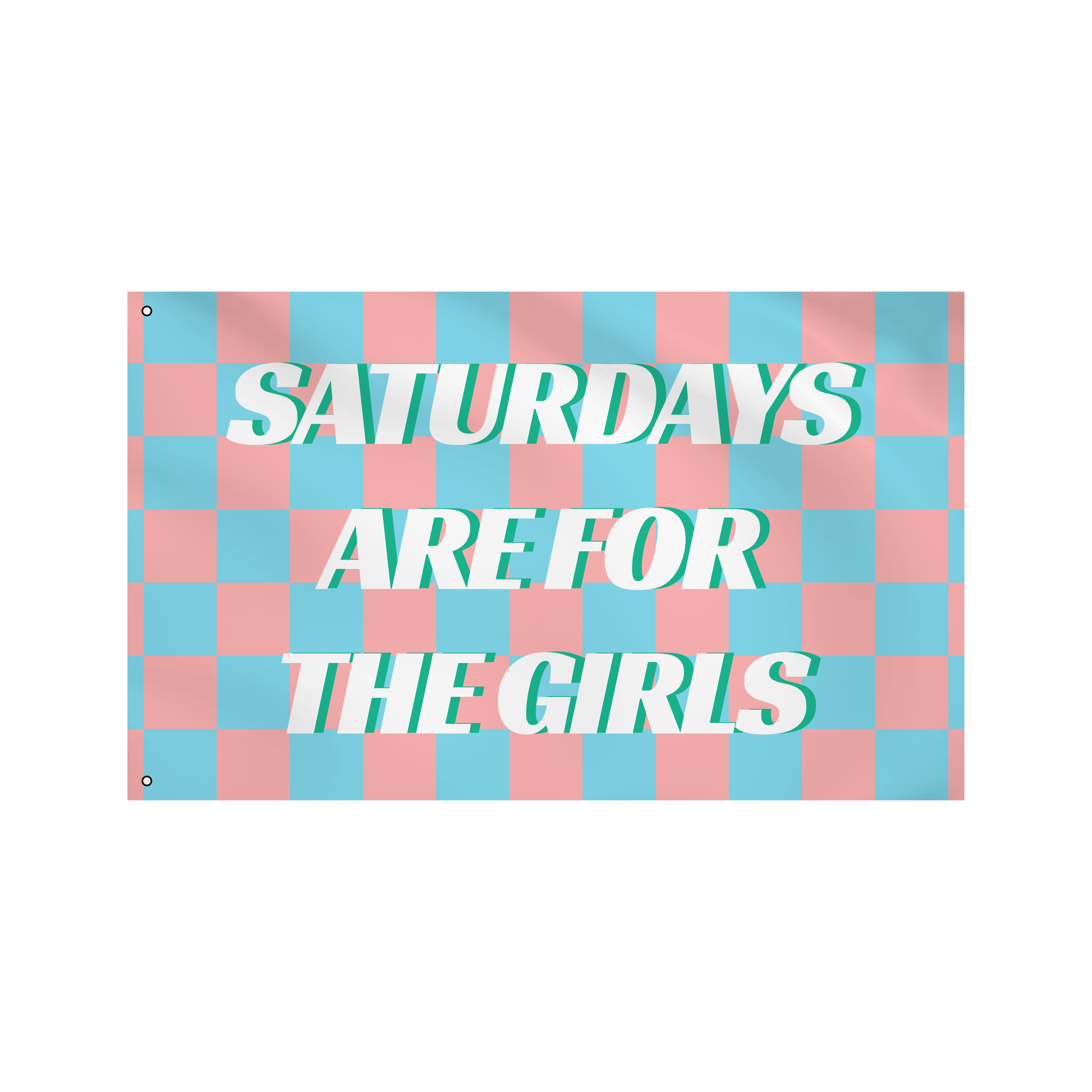 Saturdays Are For The Girls Flag in Checkered Pastels - 3x5 College Dorm Flags