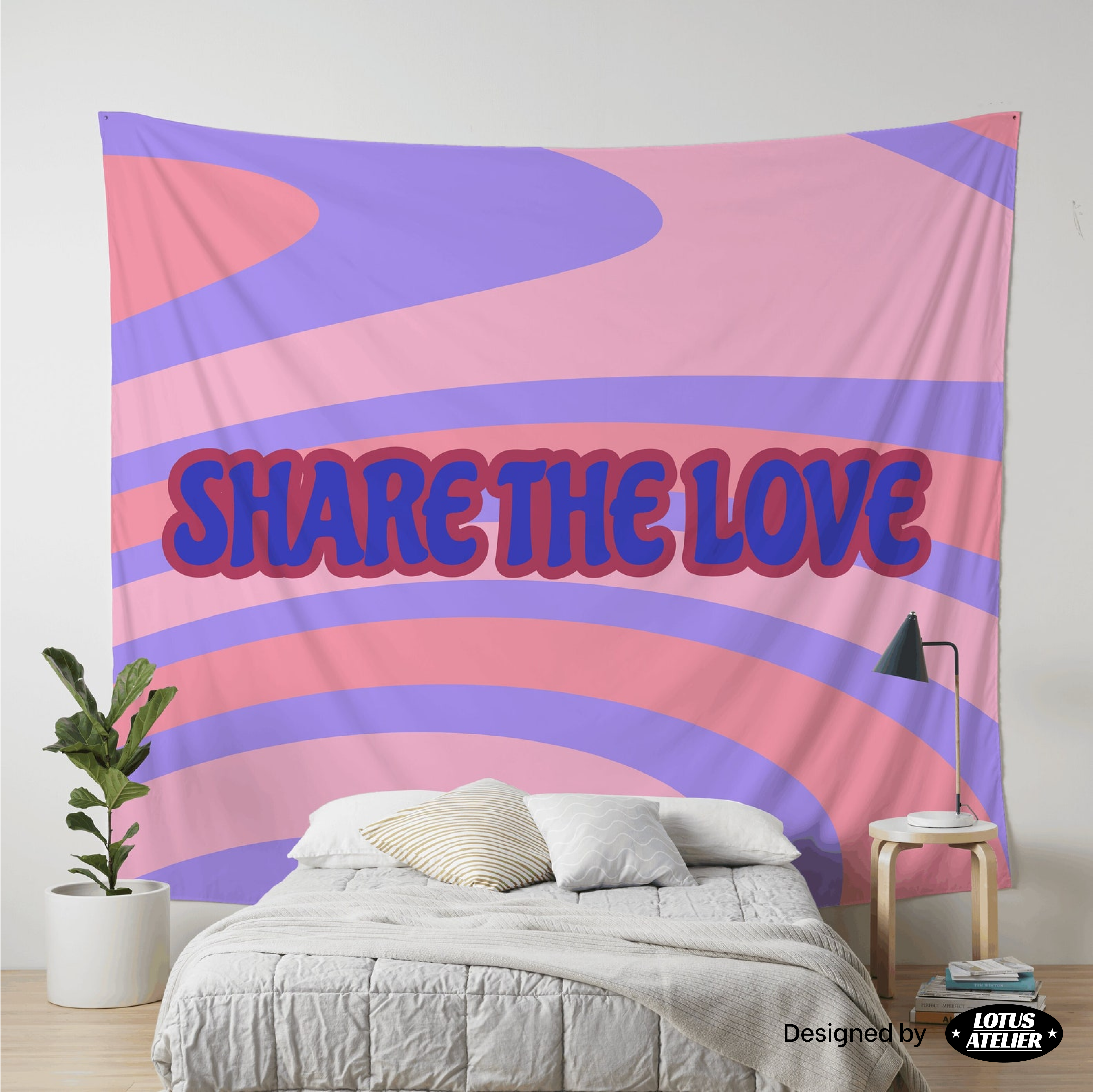 Share the love Groovy tapestry 70s Vibe | Hippie college girls dorm room decor | Cool Tapestries | Multiple Sizes (36x26, 60x50, 80x68)