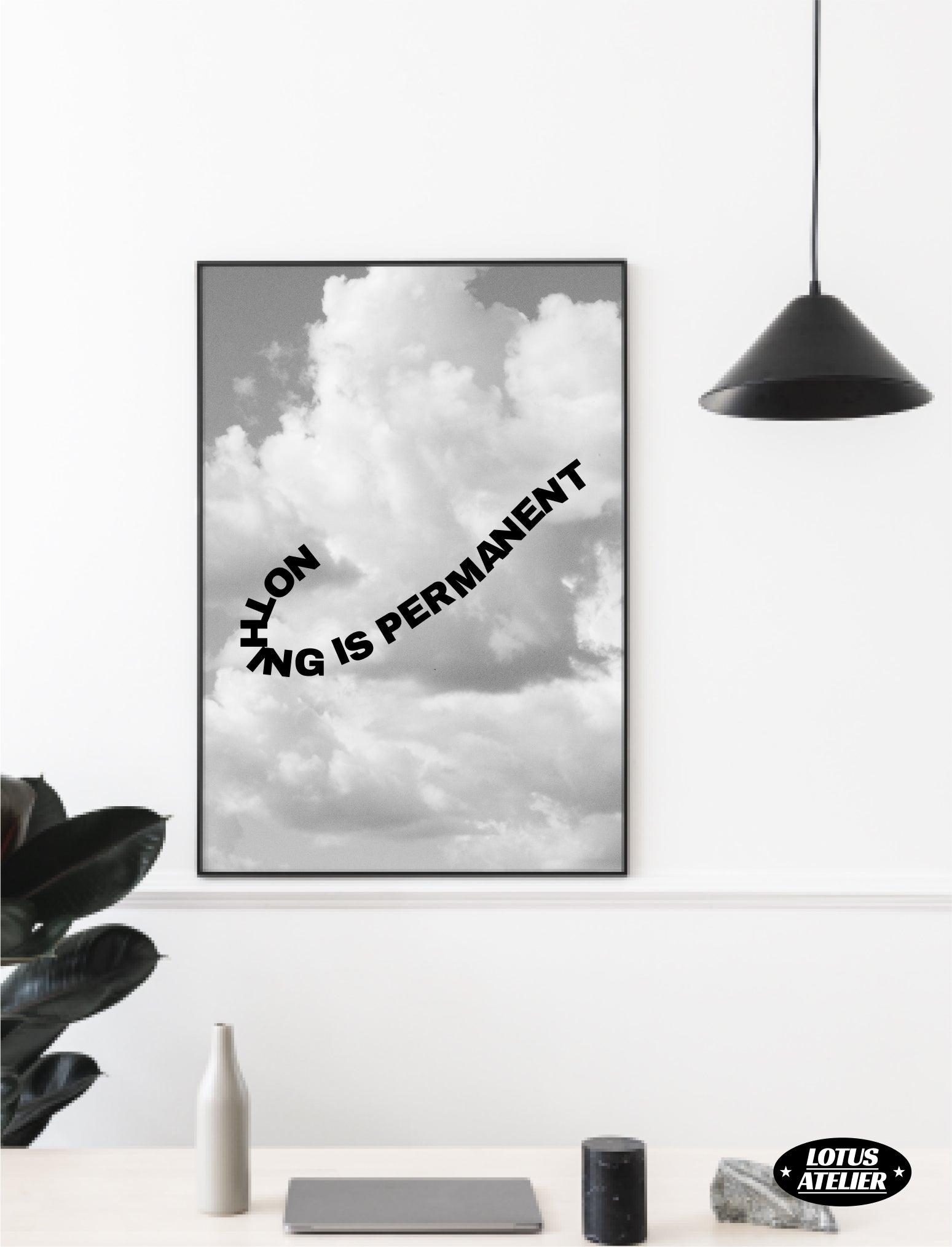 Clouds Nothing Is Permanent Poster for Room Teen | Alt Room Decor | Cool Posters & Grunge Room Decor | Aesthetic Posters Wall Decor | UNFRAMED
