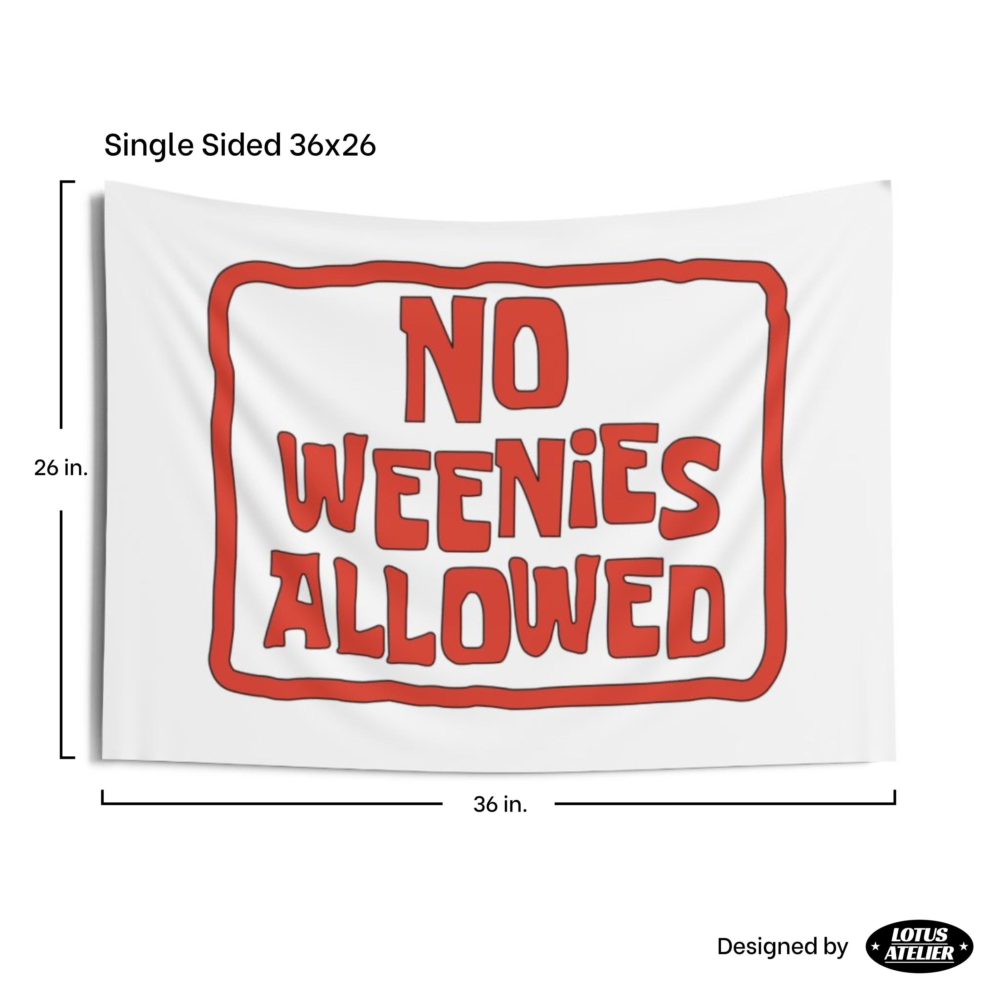 No Weenies Allowed Flag Tapestry | Teen Bedroom Tapestry Meme | Dorm Room Decor | Multiple Size