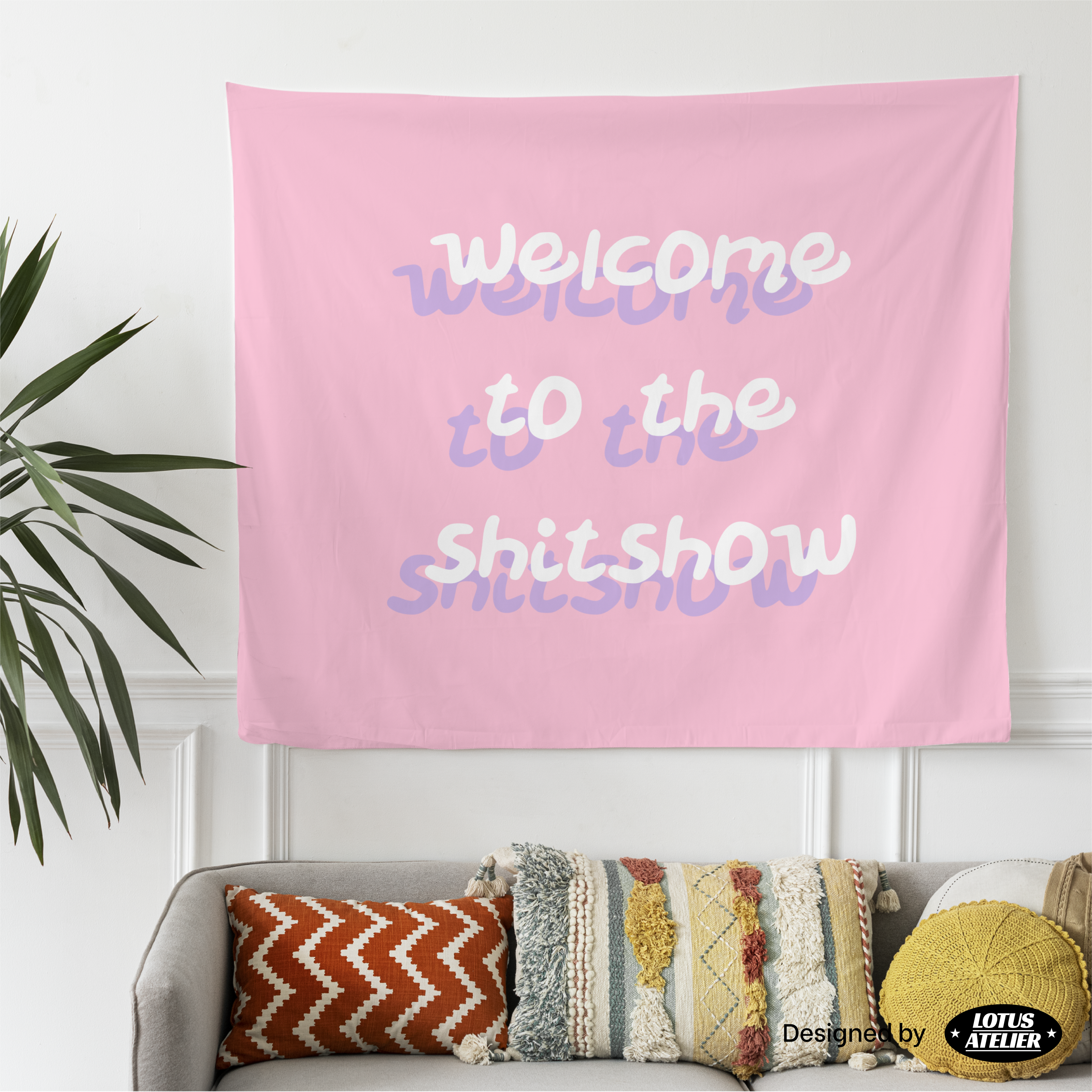 Pink Welcome to the Shitshow Tapestry Cute | Teen Bedroom Pink Tapestry | College Dorm Room Decor Girls | Multiple Size