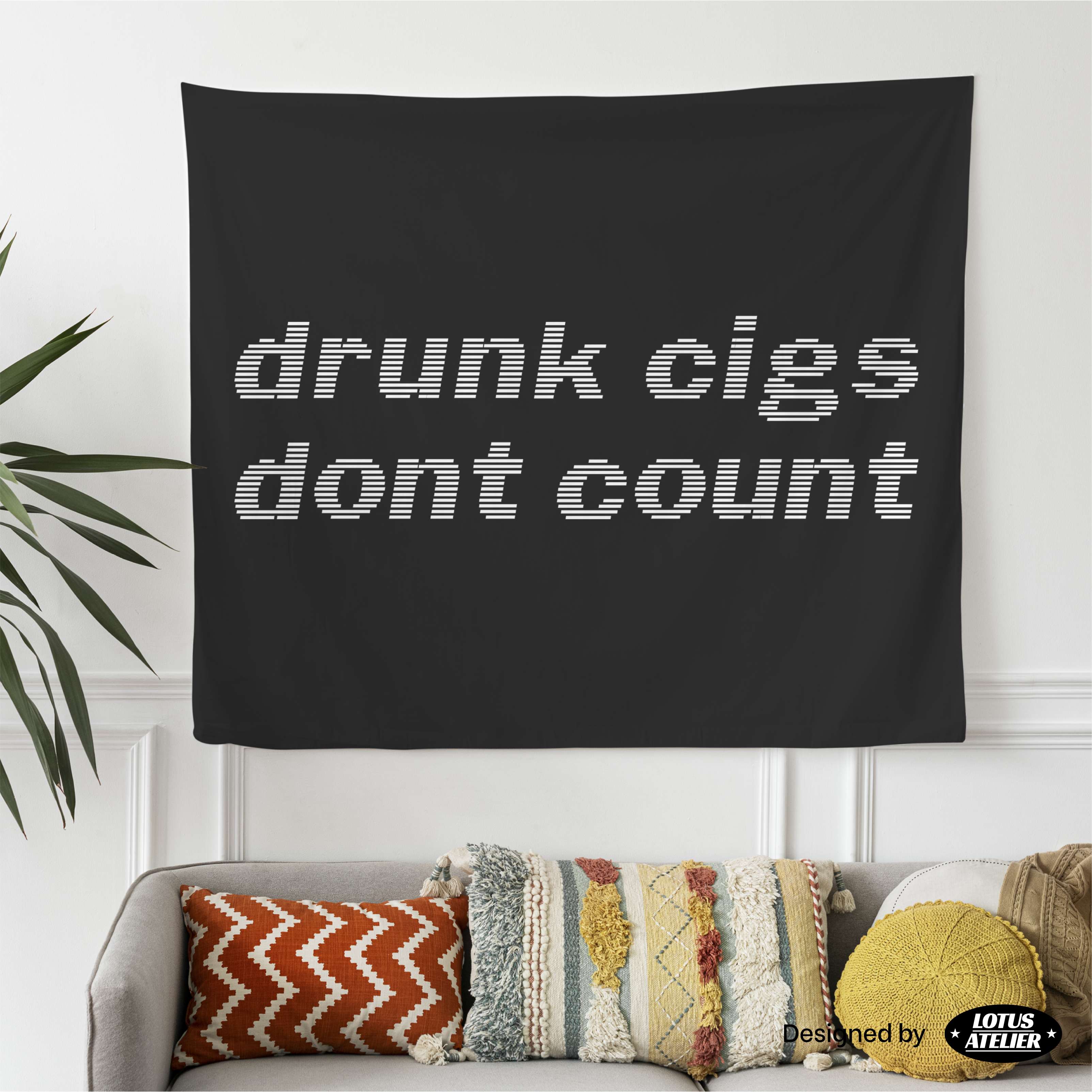 Drunk Cigs Don't Count Flag | Retro Tapestry | Frat Flags For Room Guys | College Dorm Room Decor | Multiple Size