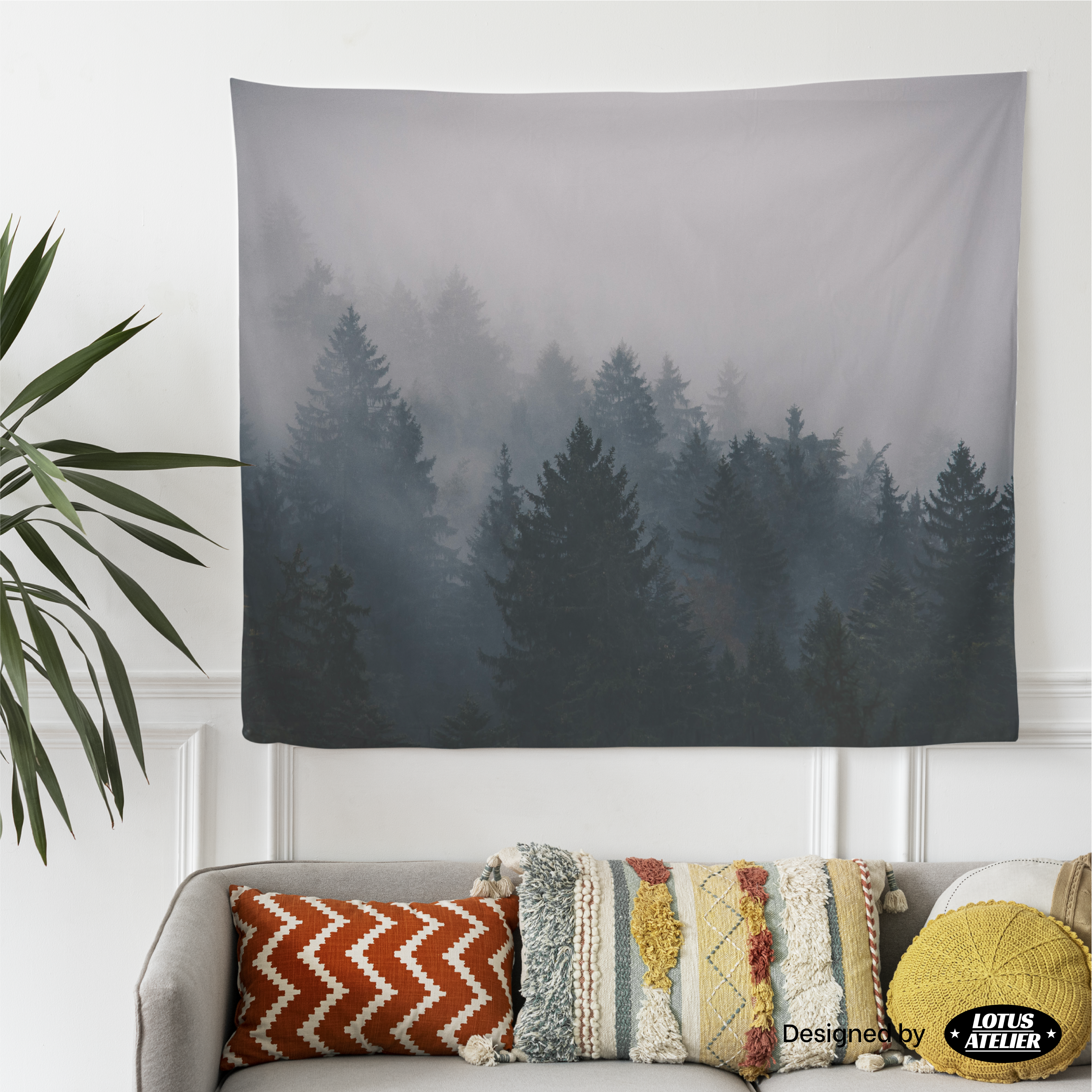 Misty Forest Tapestry for Bedroom | Nature Tapestries for Men & Women | College Dorm Room Decor | Multiple Sizes