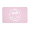 Cute Smiley Face Pink Bath Mat | Memory Foam Bath Mat | Bathtroom Rug