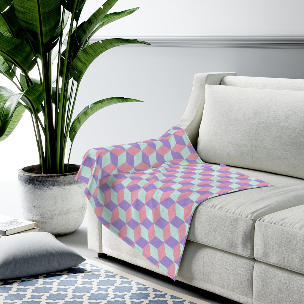Comfy Blanket Cute Preppy Pattern | Velveteen Plush Blanket Multiple Sizes (30 x 40, 50 x 60, 60 x 80)
