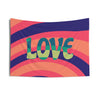 LOVE Hippie 70s Tapestry | Aesthetic Room Decor Peaceful | Flags for Room Teen, College, Adult | Multiple Sizes (36x26, 60x50, 86x60)