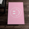 Load image into Gallery viewer, Cute Pink Smiley Face Rug | Preppy Room Decor | College Dorm Room Decor &amp; Teen Girl Bedroom Area Rug | Multiple Sizes