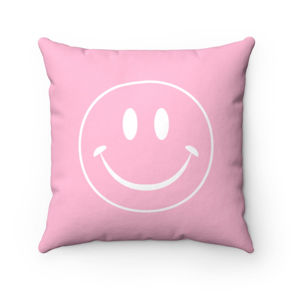 Pink Smiley Face Pillow Cute | Spun Polyester Square Pillow